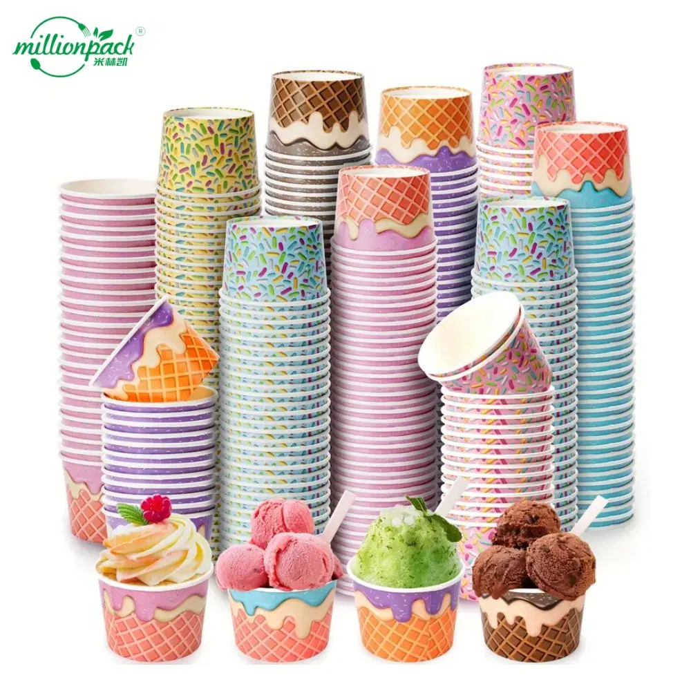 Premium Quality Kraft Paper Ice Cream Cup with Smooth Interior Surface Finish