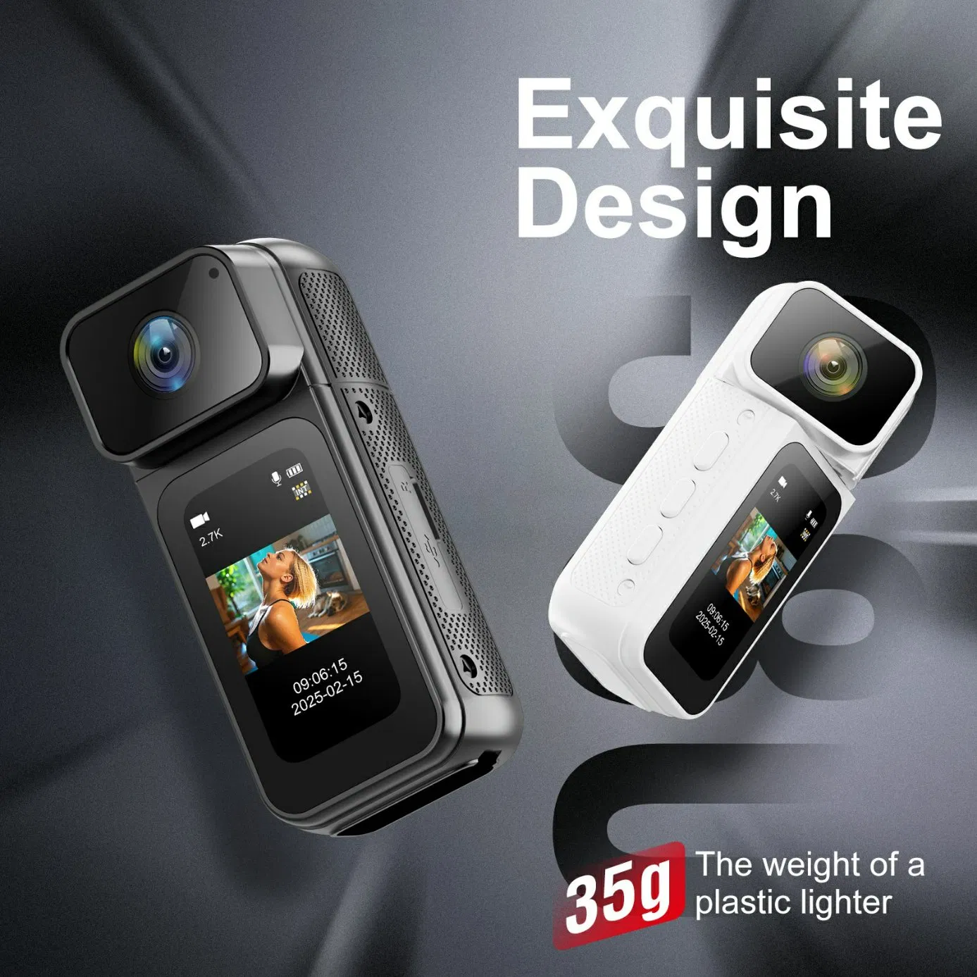 S80 Thumb Camera 2.7K Ultra HD 180 Degree Rotatable Lens 1.47 Inch IPS Screen WiFi Action Camera with 32g Memory Card