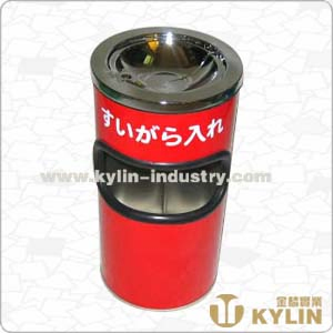 Outdoor Tinplate Round Shape Ashtray Dustbin Cylindrical Shape Wastebin