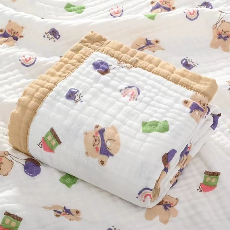 Factory Customize High Quality 6 Layer Gauze Baby Kids Muslin Swaddle Balnket Wraps