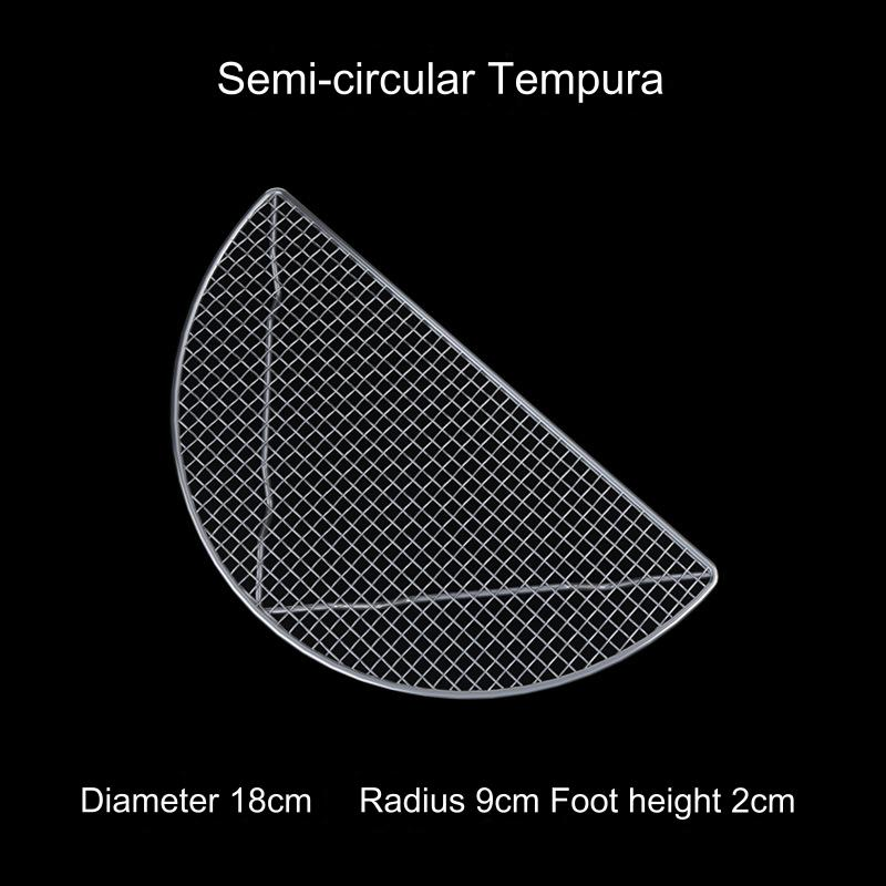 304 Stainless Steel Japanese Barbecue Mesh Half-Round Semi-Circle Tempura Fried Pork Cutlet Rack Net Sushi Plate