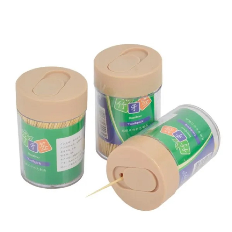 Eco-Friendly Bamboo Toothpicks with Plastic Dispenser, Convenient and Hygienic for Daily Use
