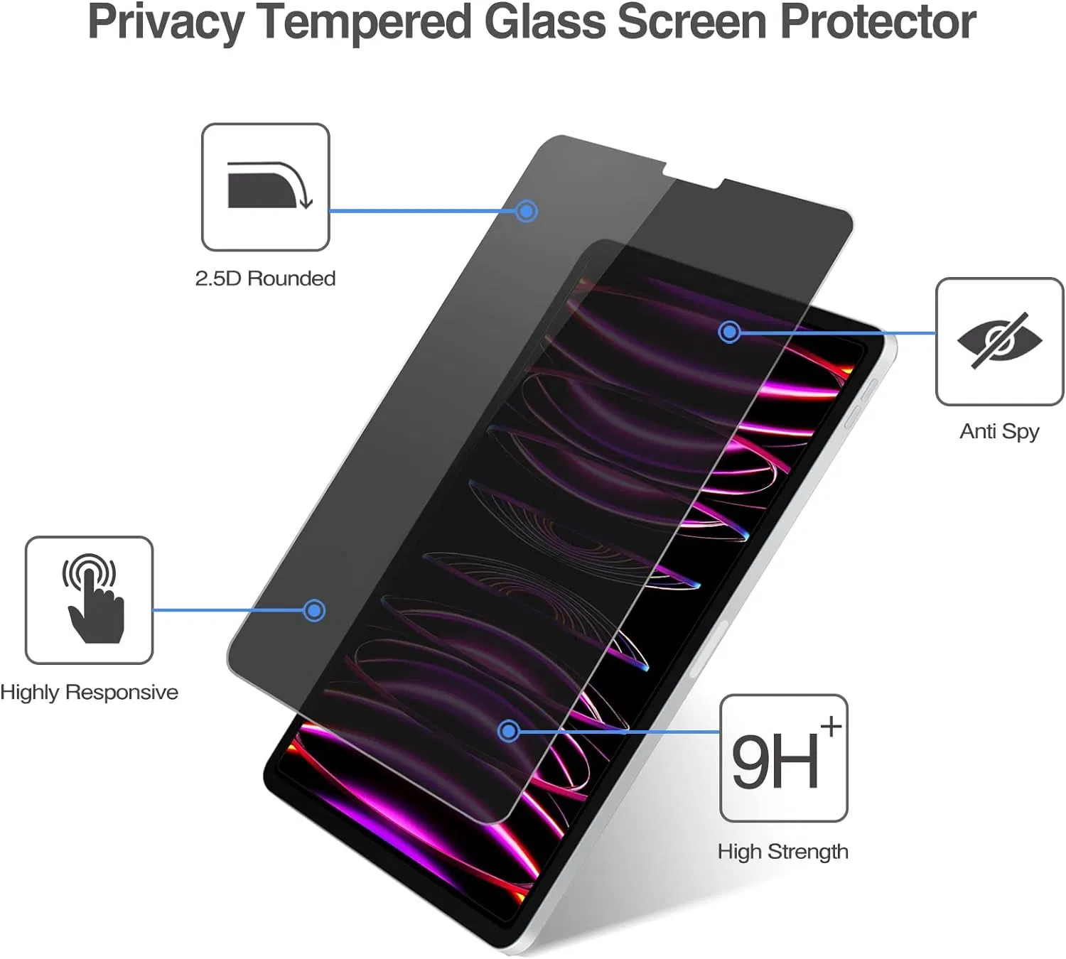 Защитное стекло 9H Privacy для Apple iPad Pro 12.9