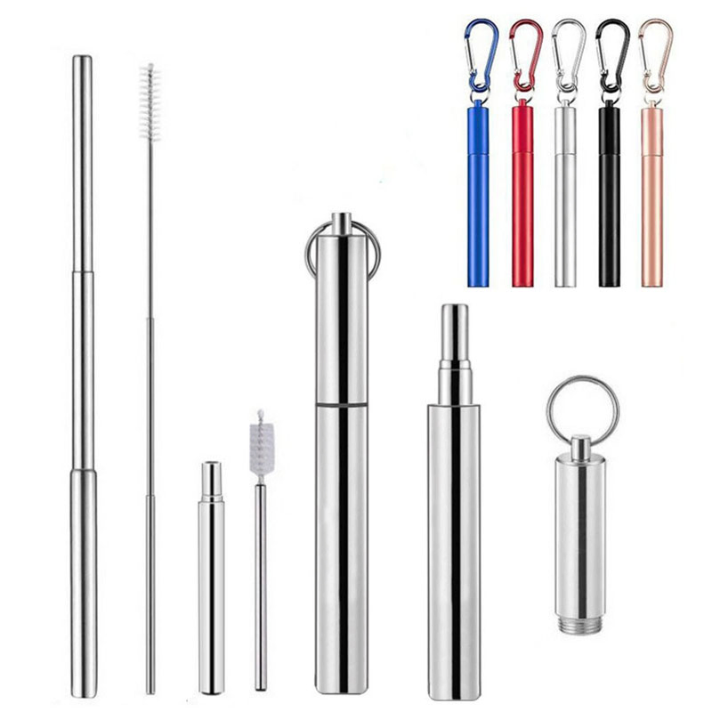 Stainless Steel Straw Set with Brush for Drinking Bar Tools Drinking Straw