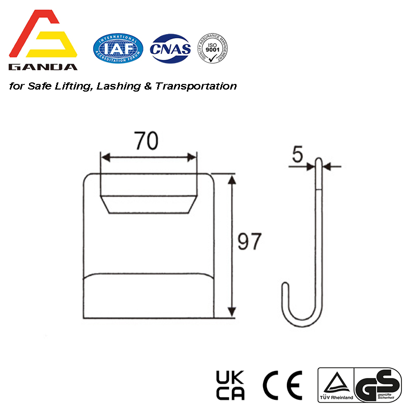 Galvanized or Coated Flat Hook for Ratchet Tie Down Strap