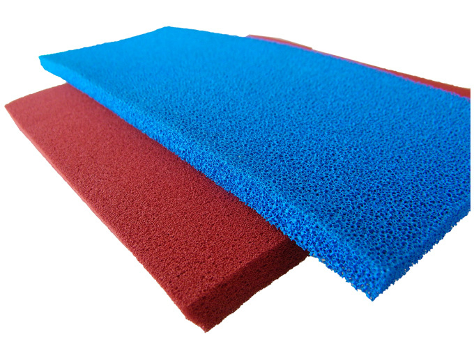 Open Cell Silicone Sponge / Foam Sheet with Blue, Yellow, Red Color