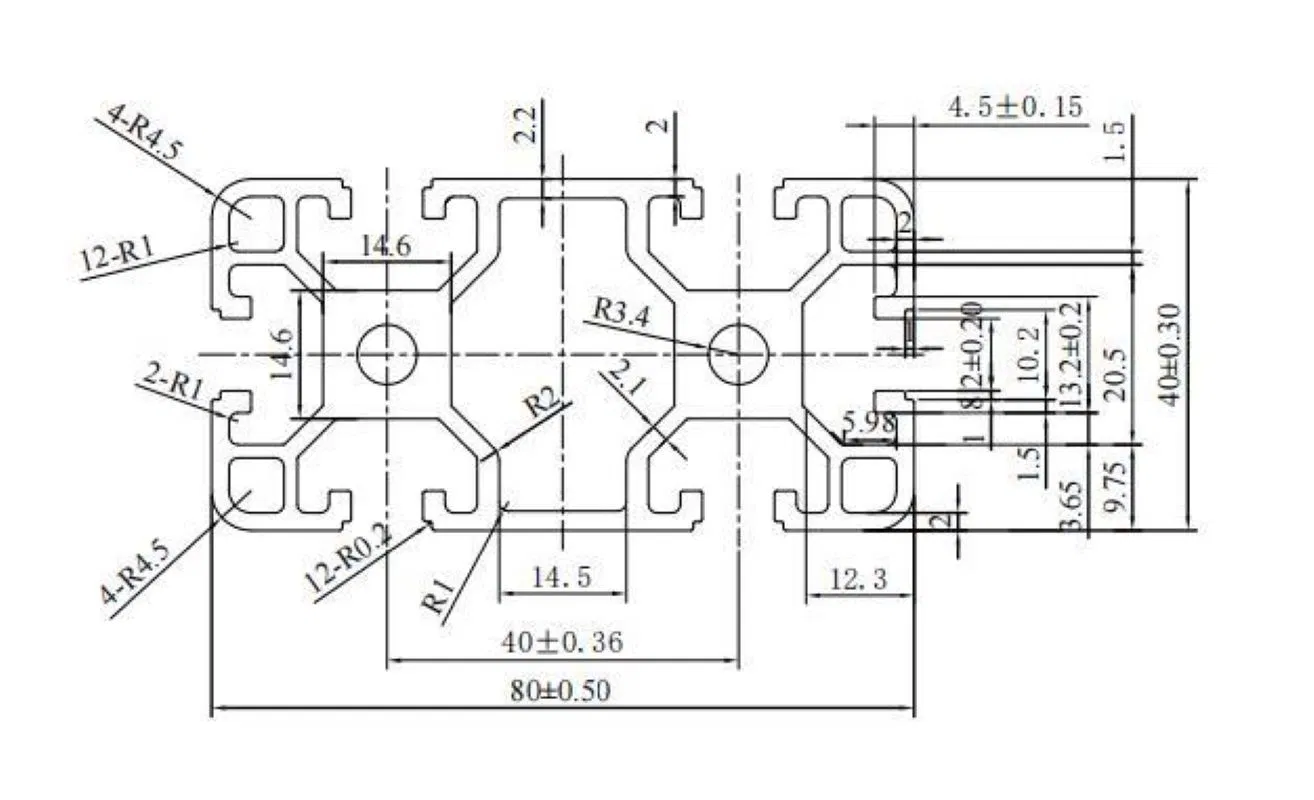 T Slot 4080 Aluminium Extrusion Profile