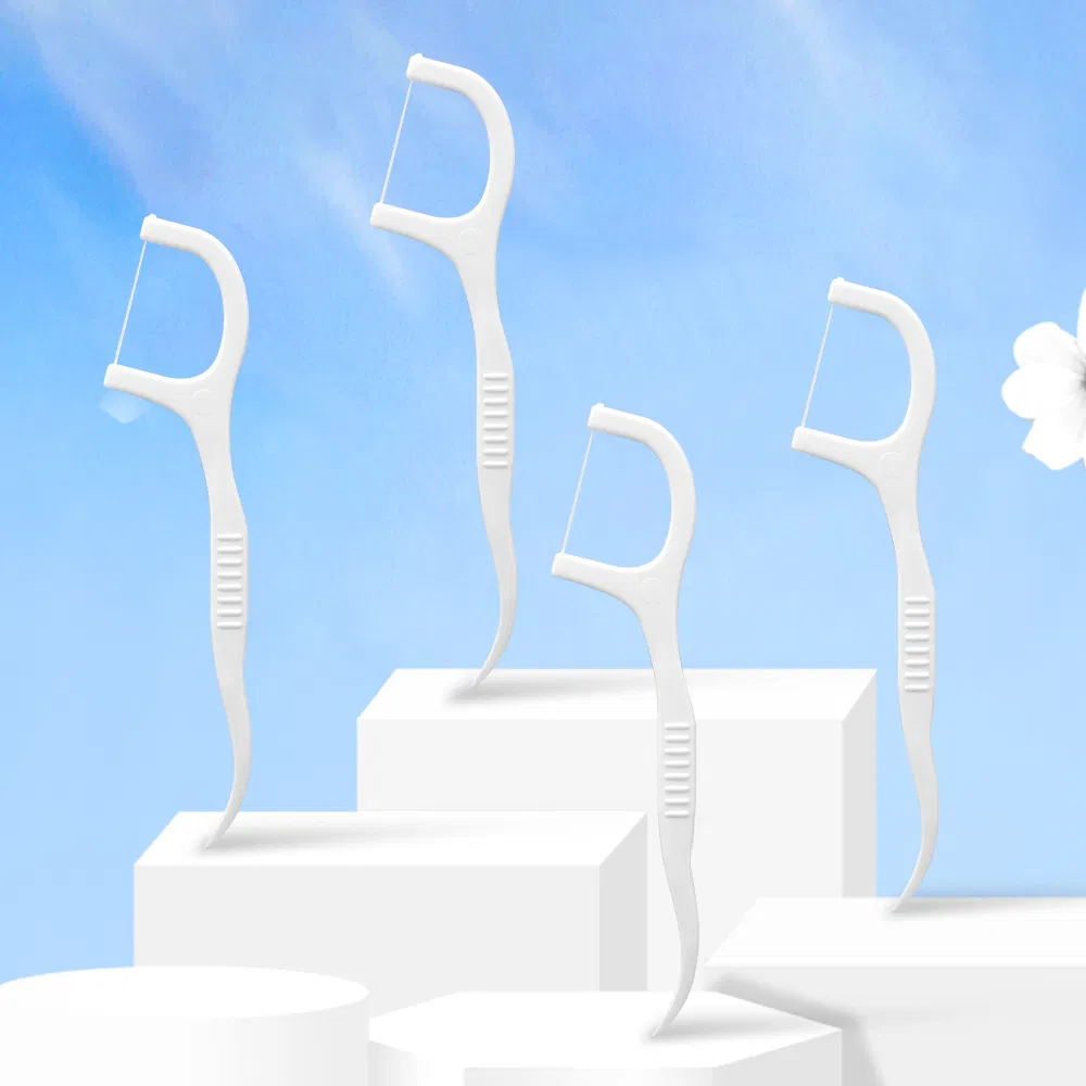 Curved Handle Dental Floss Picks - Ergonomic Design for Hard-to-Reach Teeth Cleaning