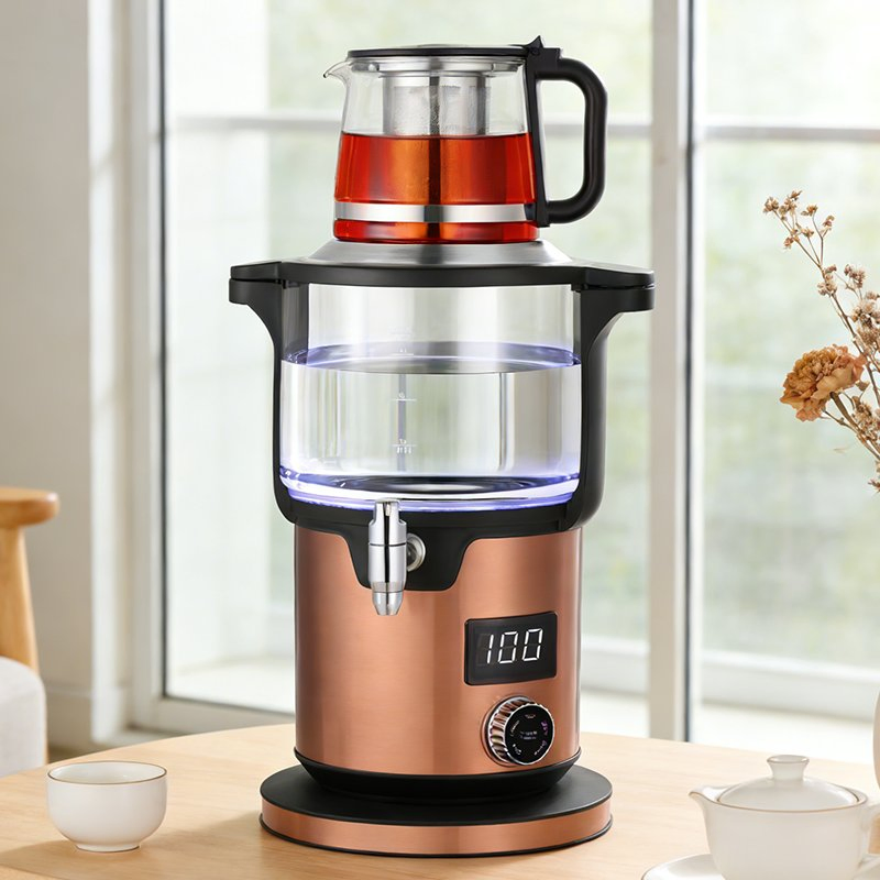 New Design 4.5+1.1L Multifunction LED Display Touch Screen Double Layer Turkey Kettle Glass Samovar Tea Maker with Faucet