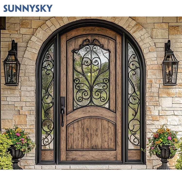 Sunnysky Waterproof Wooden Entrance Door Frame Exterior Bedroom Use House Projects