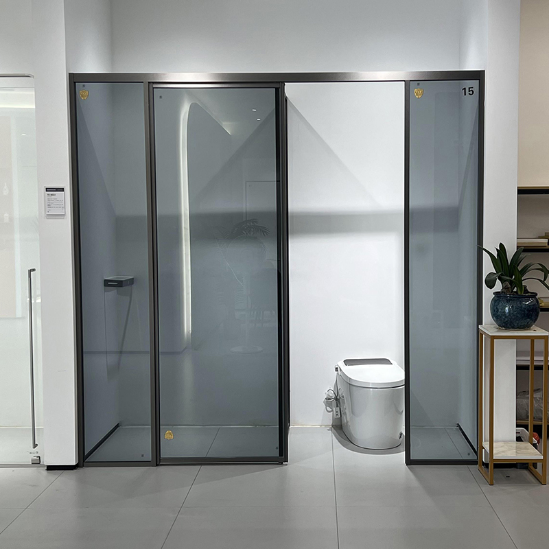 Tempered Swing Bathroom Glass Doors with Modern Framed Glass for Hotels