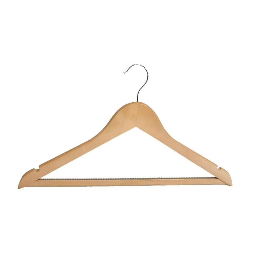 Anti-Theft Fixed Ring Wooden Hangers Without Clips for Home & Hotel Bathroom Clothes