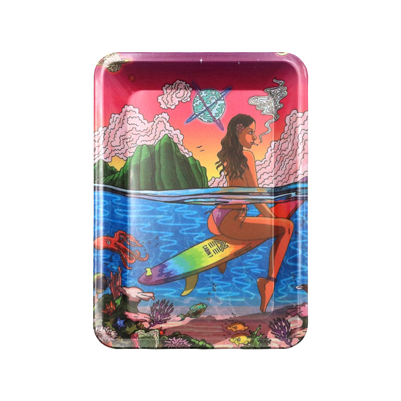 180*125mm Multiple Styles Tinplate Rolling Tray Small Cigarette Tray Metal Tray