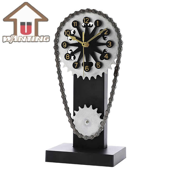 Chain Gear Rotating Clock Mechanical Creative Design Metal Craft Art Wall Ornament