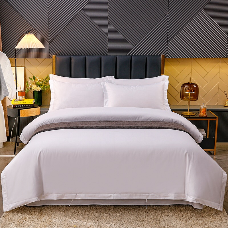 Wholesale 100% Cotton Home Hotel Textile Duvet Cover Set Hotel Quilt Core Satin Bed Sheets Double Coverlets Pure White Four-Piece Bedding Set for Hotel