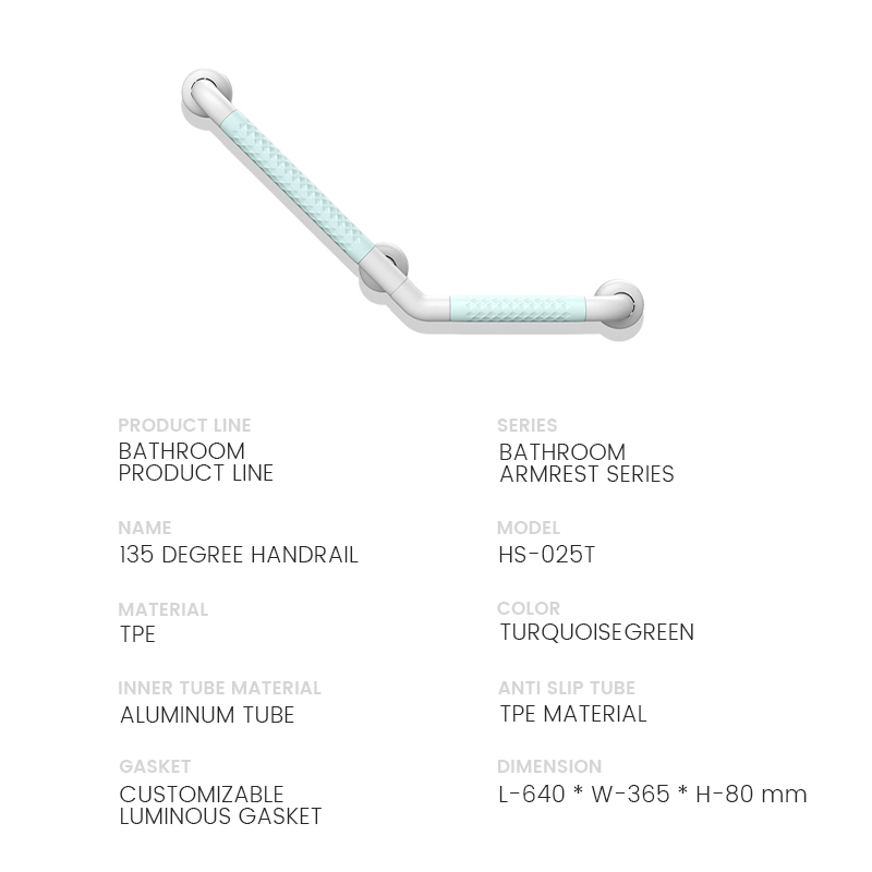 Professional SUS 304 Angled Grab Bar for Mobility & Bathroom Transfer
