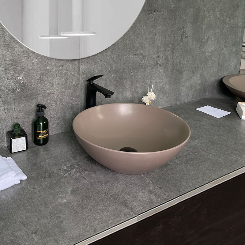 Artificial Stone Matte White Modern Bathroom Counter Wash Basin Solid Surface Shampoo Sink