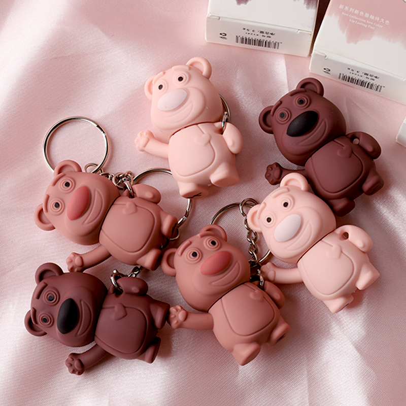 Makeup Lovely Keychain Bear Lip Mud Non-Stick Cup Matte Mist Lip Gloss