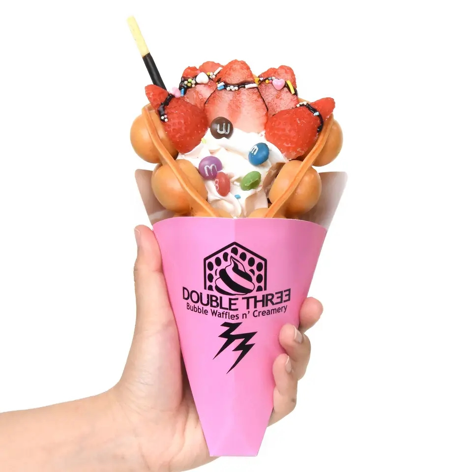 Custom Disposable Ice Cream French Fries Holder Printed Kraft Paper Bowls