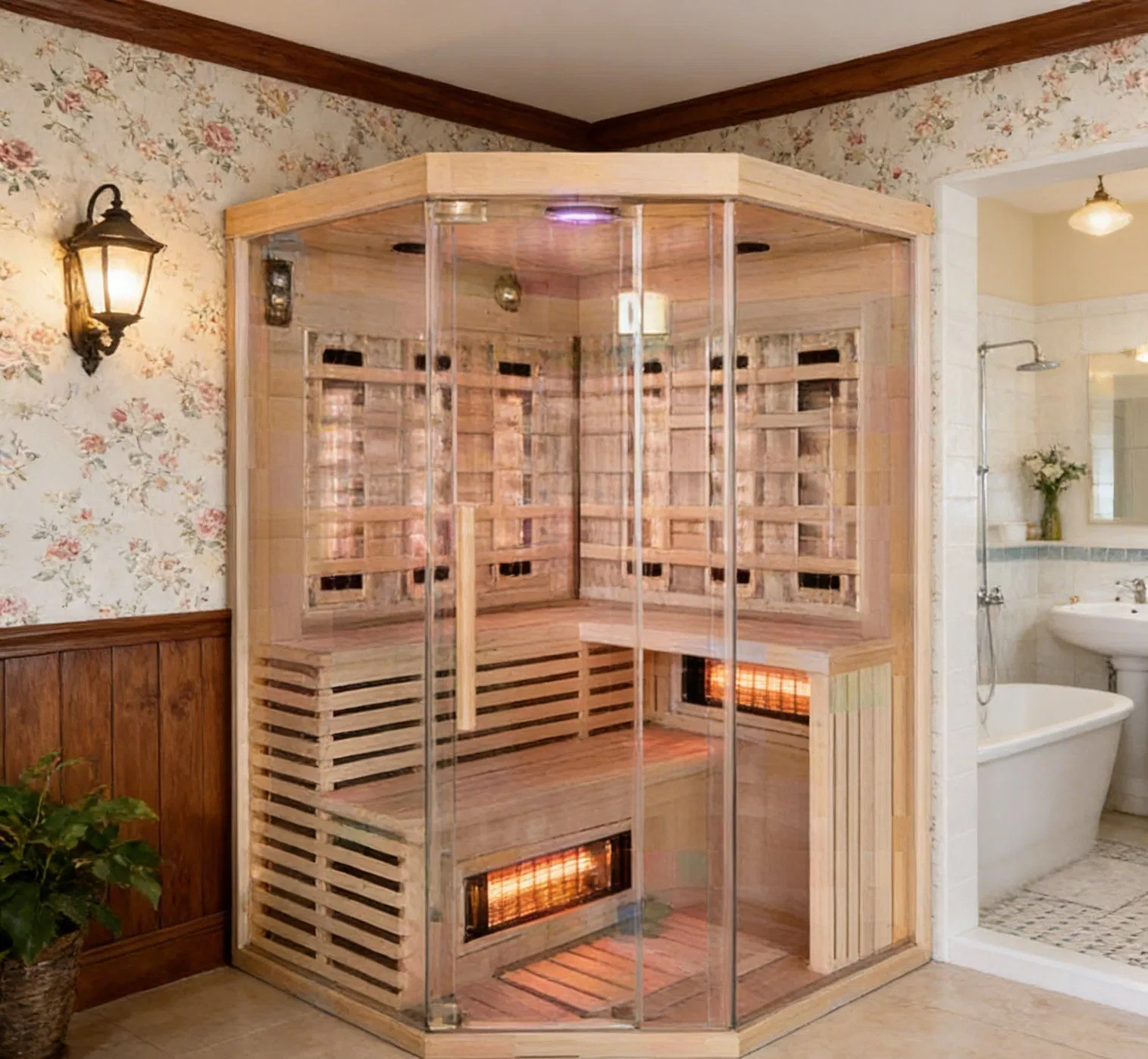 Панорамная инфракрасная сауна с карбоновым обогревателем