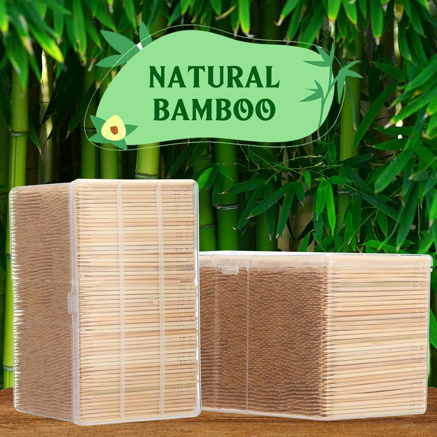 2000PCS Bamboo Round Double-Ended Toothpicks for Cleaning of Appetizer Fruits and Teeth Cleaning