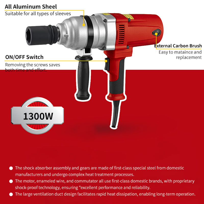 Portable 1300W Electric Torque Wrench for Precision Tasks