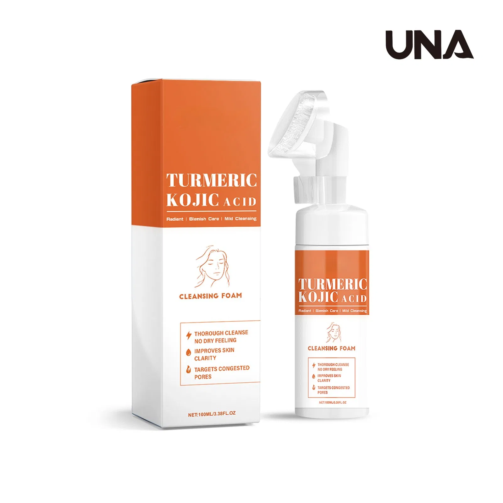 Turmeric & Kojic Acid Mousse Cleanser - Cleanses Facial Skin, Gentle Care for Acne-Prone Skin