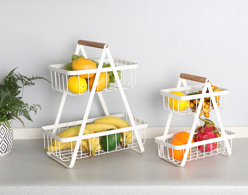 Metal Two Layers Rack for Kitchen Storage, Fruit, Decoració N Casera