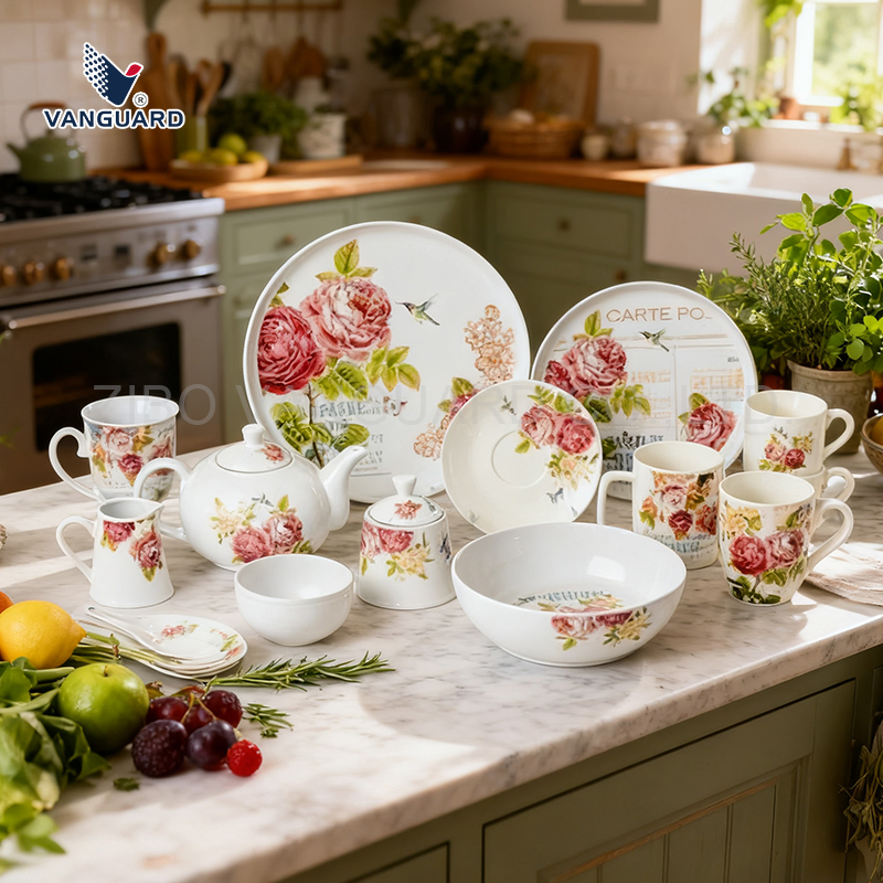 Factory Direct Porcelain Tableware Dish Set Dinnerware Set Custom Printing Dinner Set Ceramic Dining Set for Kitchen