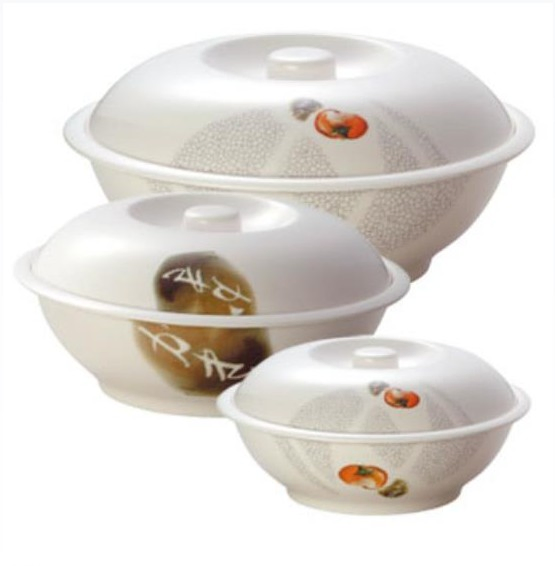 Melamine Bowl Set with Cover Chinese Restaurant Soup Rice Porridge Serving Large Bowl