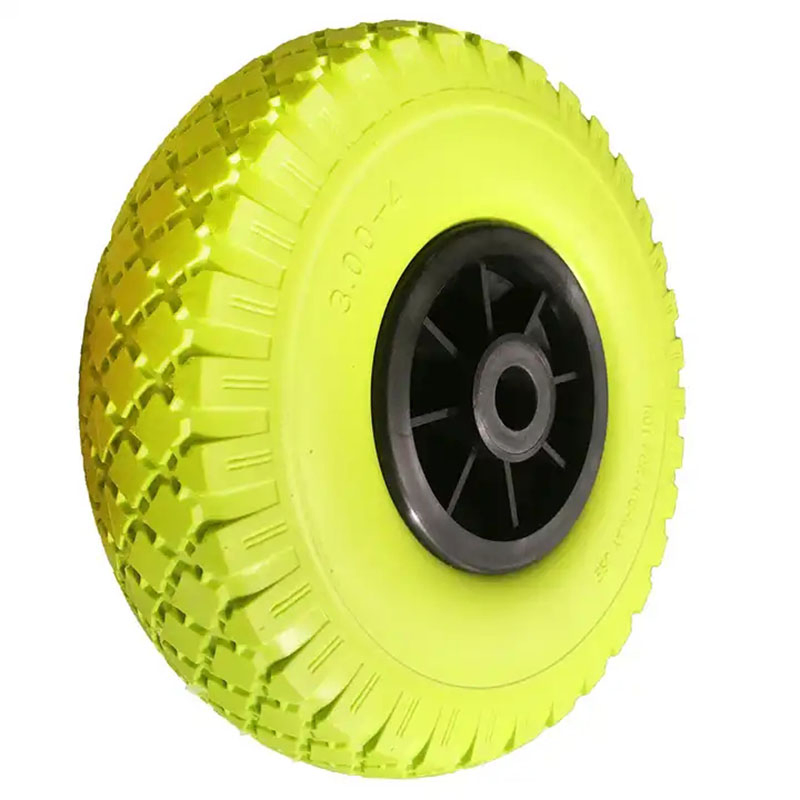 10 Inch 3.00-4 3.50-4 PU Polyurethane Foam Puncture Proof Flat Free Tire Wheel for Garden Utility Wagon Trailer Trolley Cart10