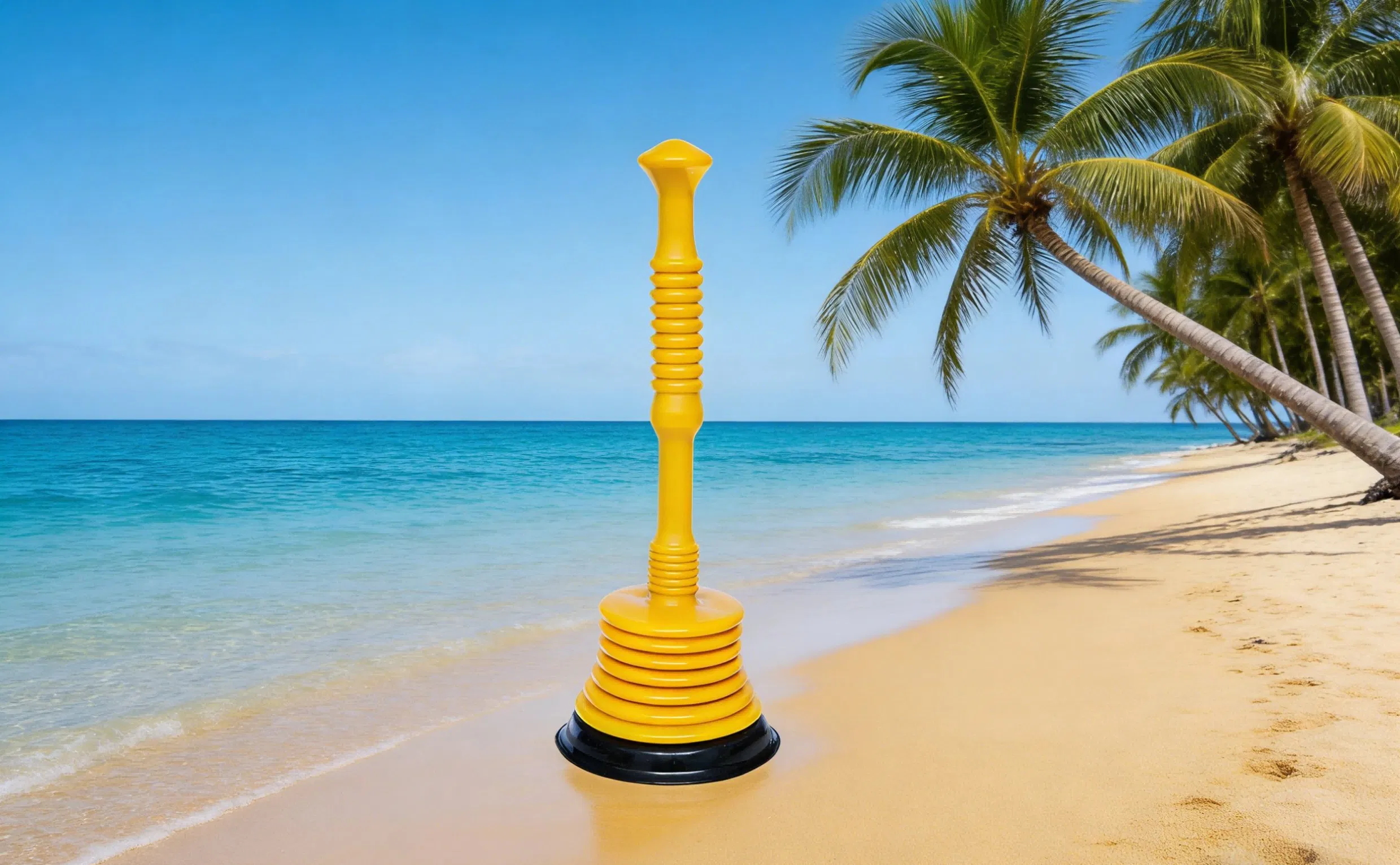 Yellow Durable Plastic Toilet Plunger - Heavy Duty Clog Remover for Bathroom Toilet