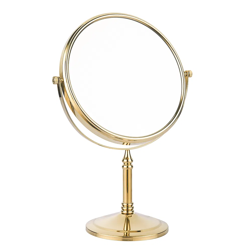 8 Inch Gold Finish Two-Sided Swivel Stand Magnifying Bathroom Makeup Mirror