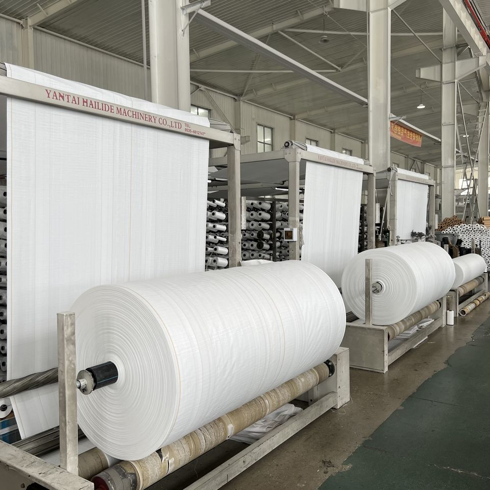 China Factory White 60GSM PP Tubular Laminated Woven Fabric Roll Plastic Fabric Roll for Bag Making