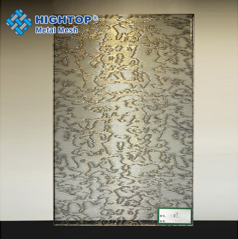 Amber Decorative Anti-Theft Laminated Glass Copper Woven Metal Fabric for Museum