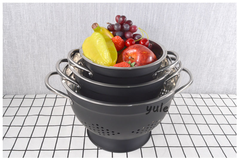 Creating Colorful Painting Kitchenware with Foot Base Food Grade Material Vegetable Fruit Colander Stainless Steel Multifunctional Kitchenware