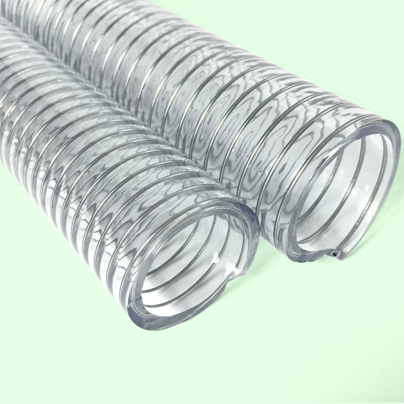 Flexible Transparent PVC Spiral Steel Wire Reinforced Hose Pipe with Spring for Suction of Water Fluid Dust Mine