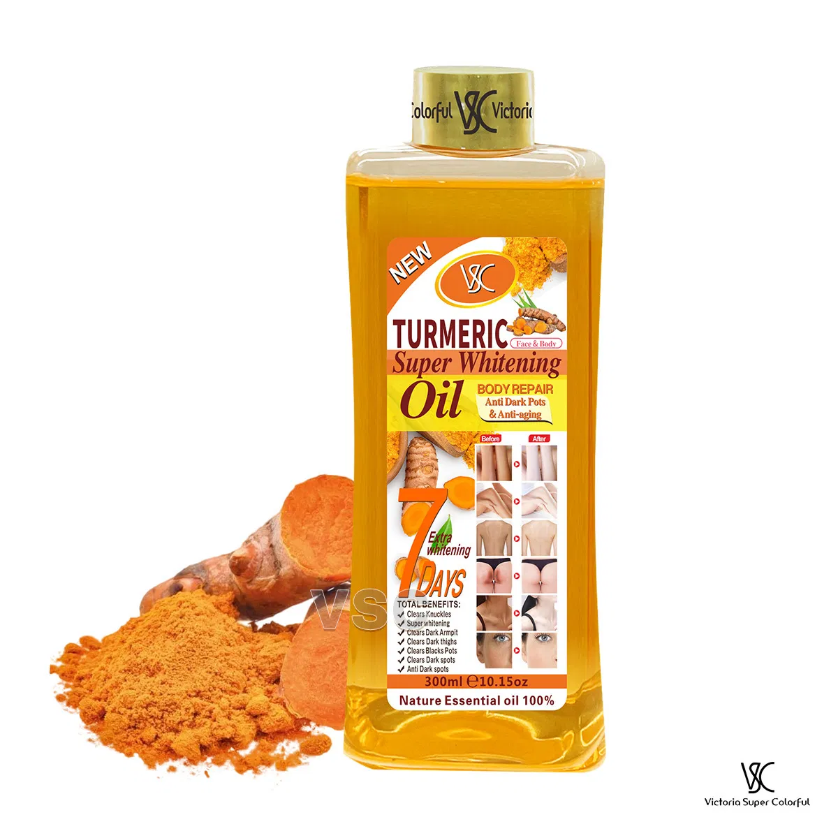 200ml Turmeric Oil Extra Whitening Body Natural Anti-Aging SPA Massage Oil