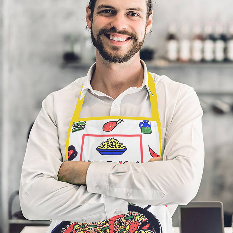 Printed Apron, Kitchen Apron, Oil-Proof, Stain-Proof, Water-Proof and Wear-Resistant, Home Apron, Work Clothes