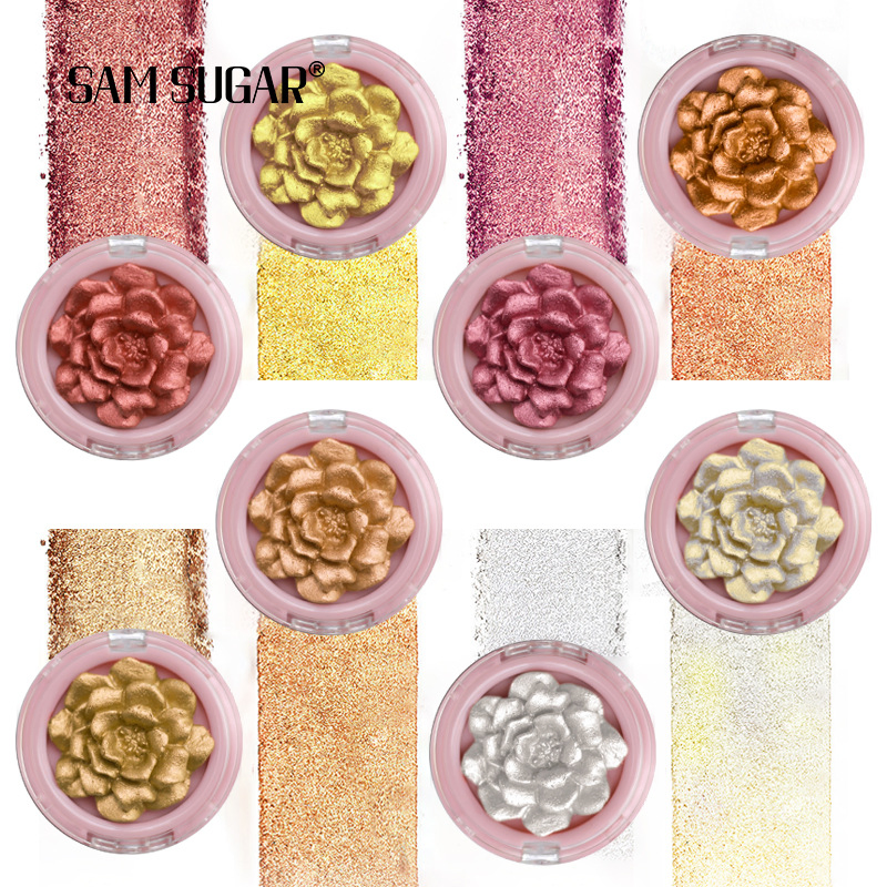 Private Label Vegan Cruelty Free Custom Shimmer Flower Face Powder Highlighter