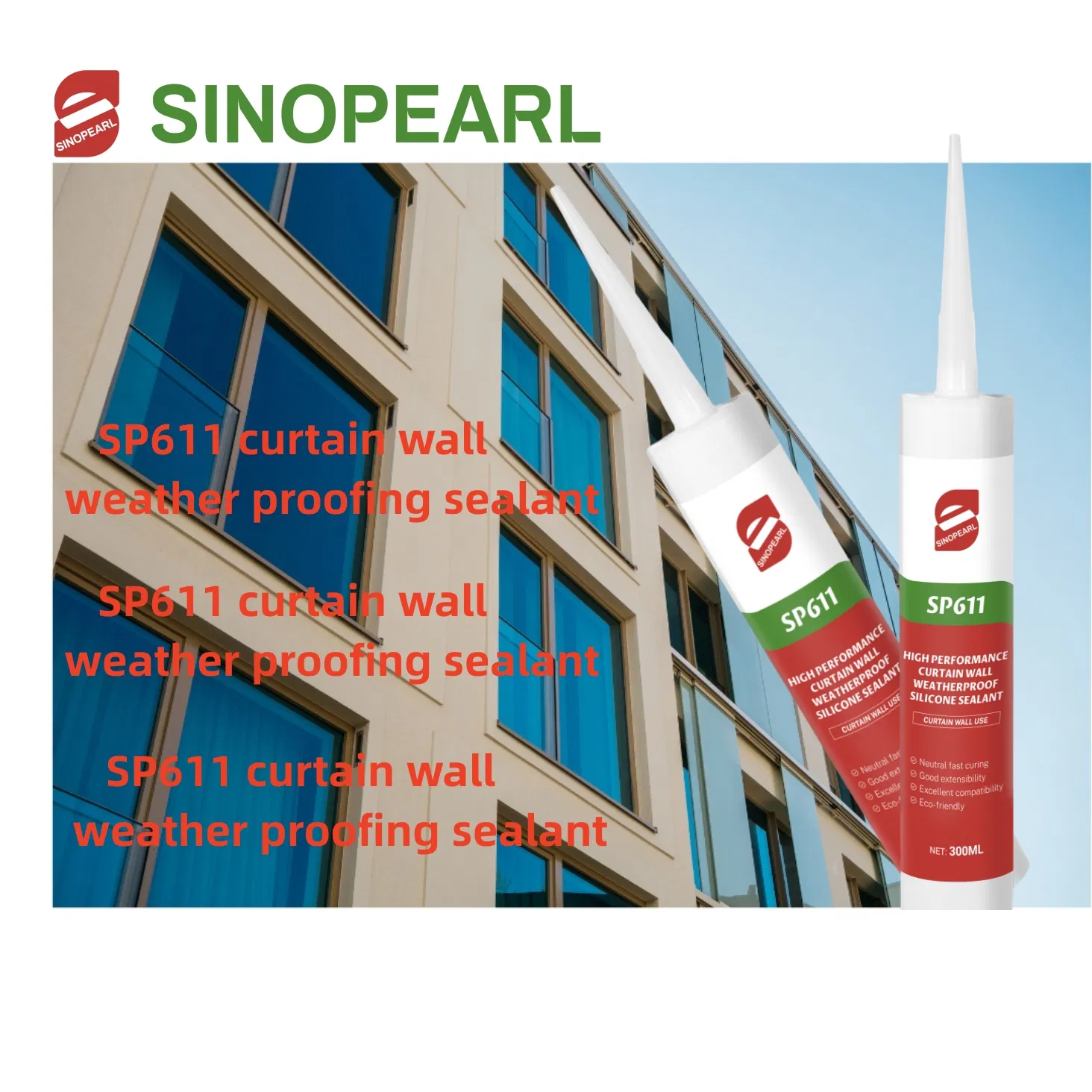 OEM Strong Bonding for Aluminum & Curtain Wall Professional Weatherproof Neutral Silicone Sealant Chine-Pearl Bond