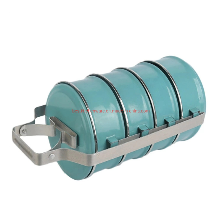 Durable 2/3/4 Layers Enamel Tiffin Carrier Metal Bento Lunch Box