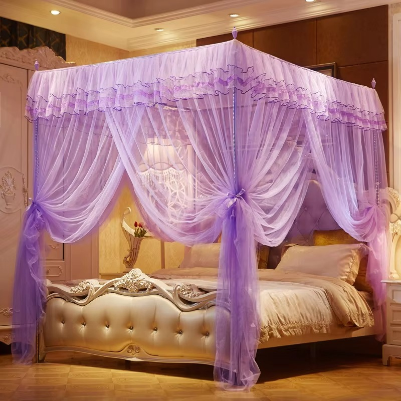 Factory Outlet Domestic Encrypted Screen Thick Bracket Three-Door Floor-Standing Mosquito Net