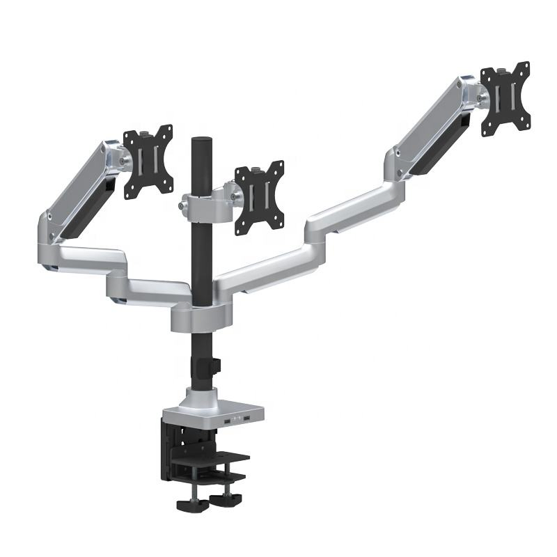 AG7p-63 Factory Direct Sale Full Aluminum Gas Spring Computer Arm with Pole 13"-35" LCD Monitor Triple Monitor Stand Mount