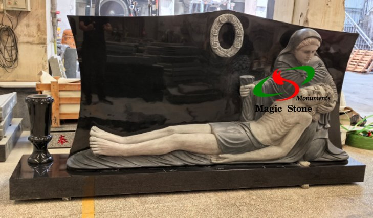 Lower Price Jesus Mary Statues Carved Natural Granite Stone Tombstones