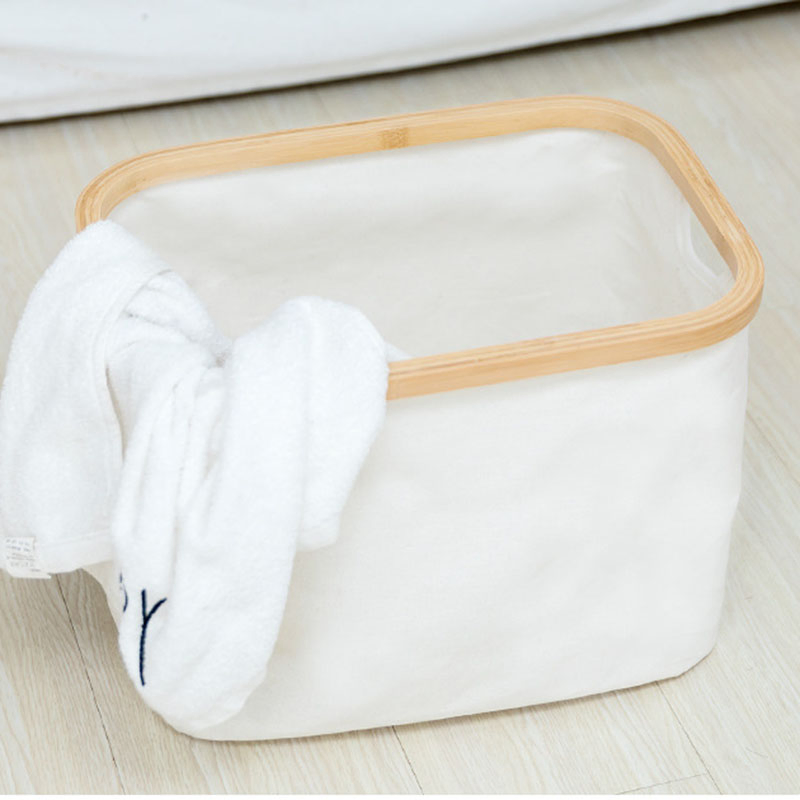 Wholesale Household Foldable Bamboo Fabric Laundry Basket