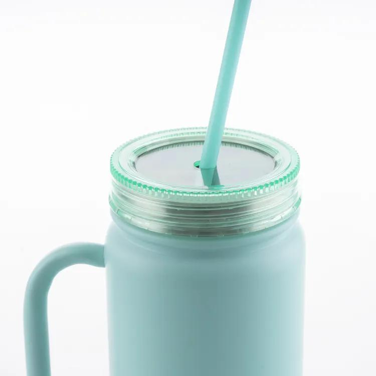 Double Wall Stainless Steel Drinking Travel Mason Jar Mug with Handle