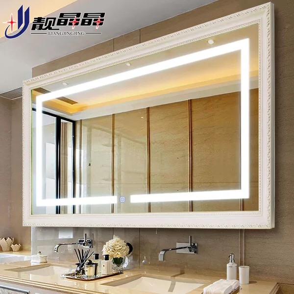Cheap Wall Hotel Bath Room Silver Bathroom Illuminated Smart Triangle Styling Mirror