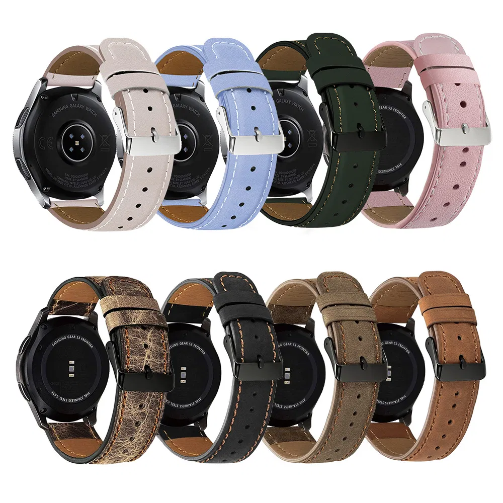 Top Grain Leather Custom Smart Watch Strap Band for Samsung Huawei Fitbit Xiaomi Watches