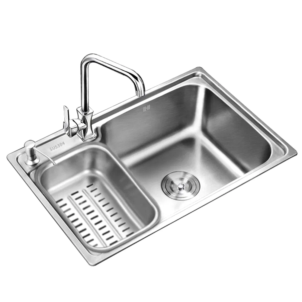 SUS304 Stainless Steel Farmhouse Kitchen Sink with Cup Washer Support for Customization
